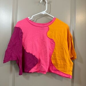 Colorful Cropped Patchwork T-Shirt